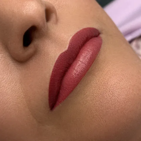Labios: contorno definido · recién hecho